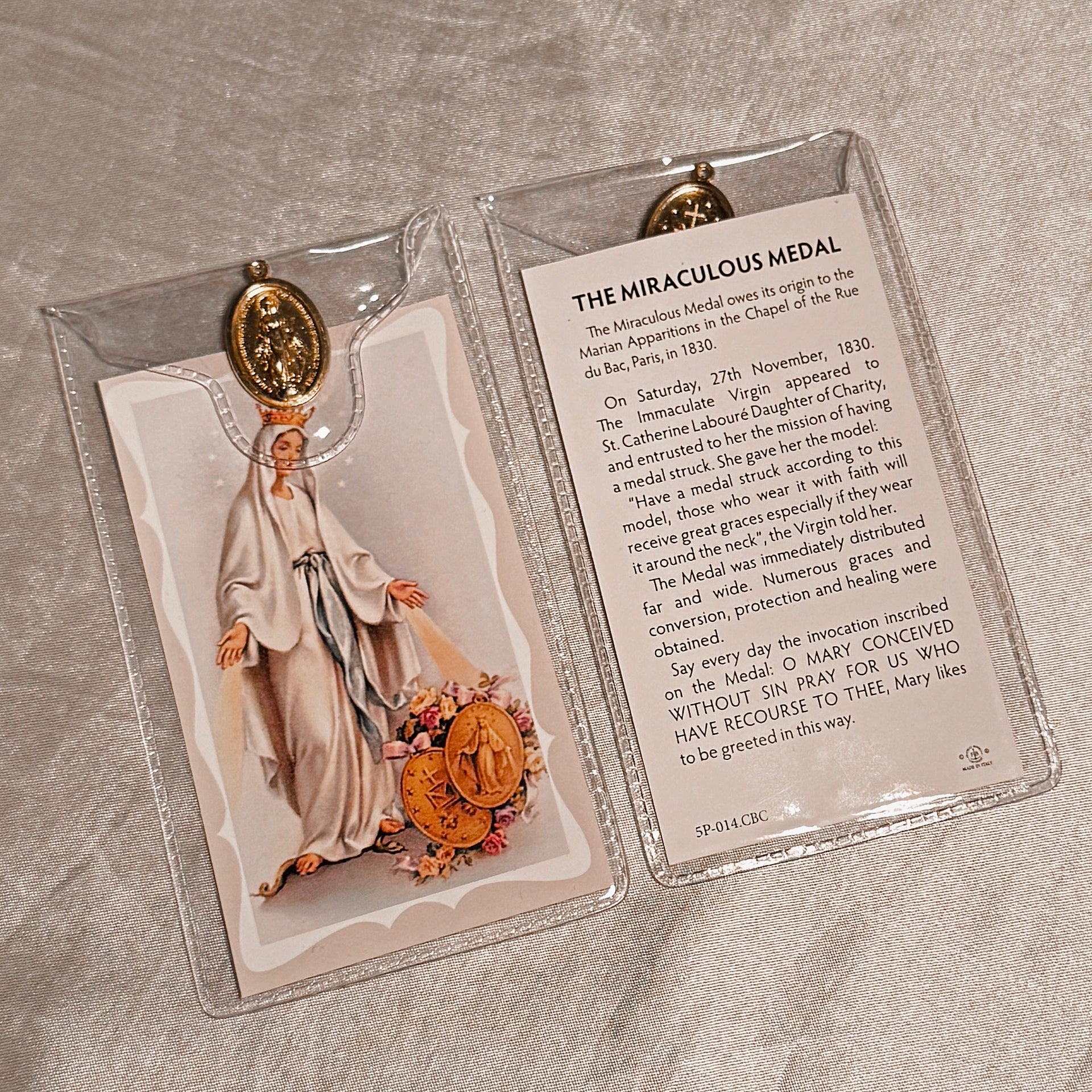 Prayer Cards with Sacred Medals