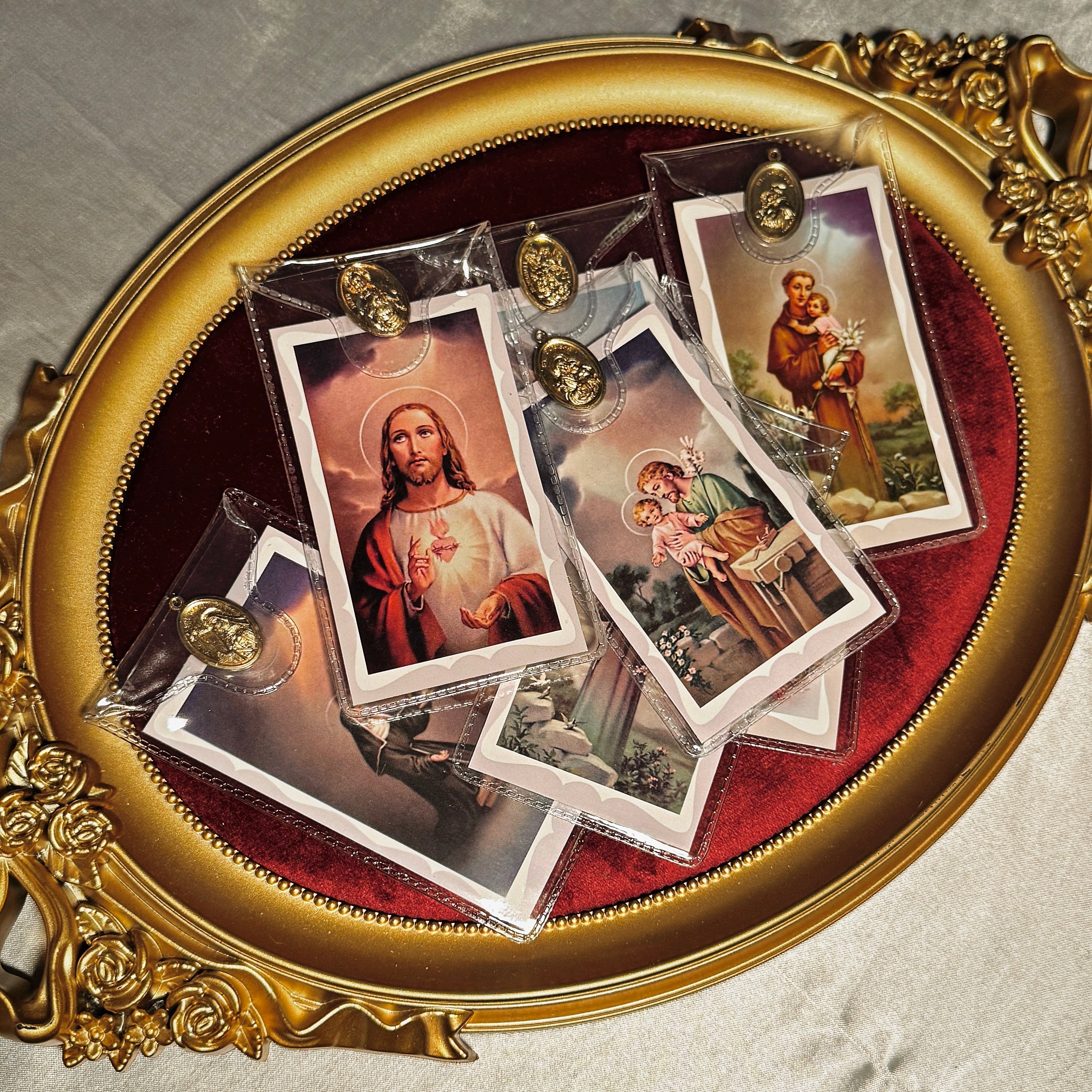 Prayer Cards with Sacred Medals