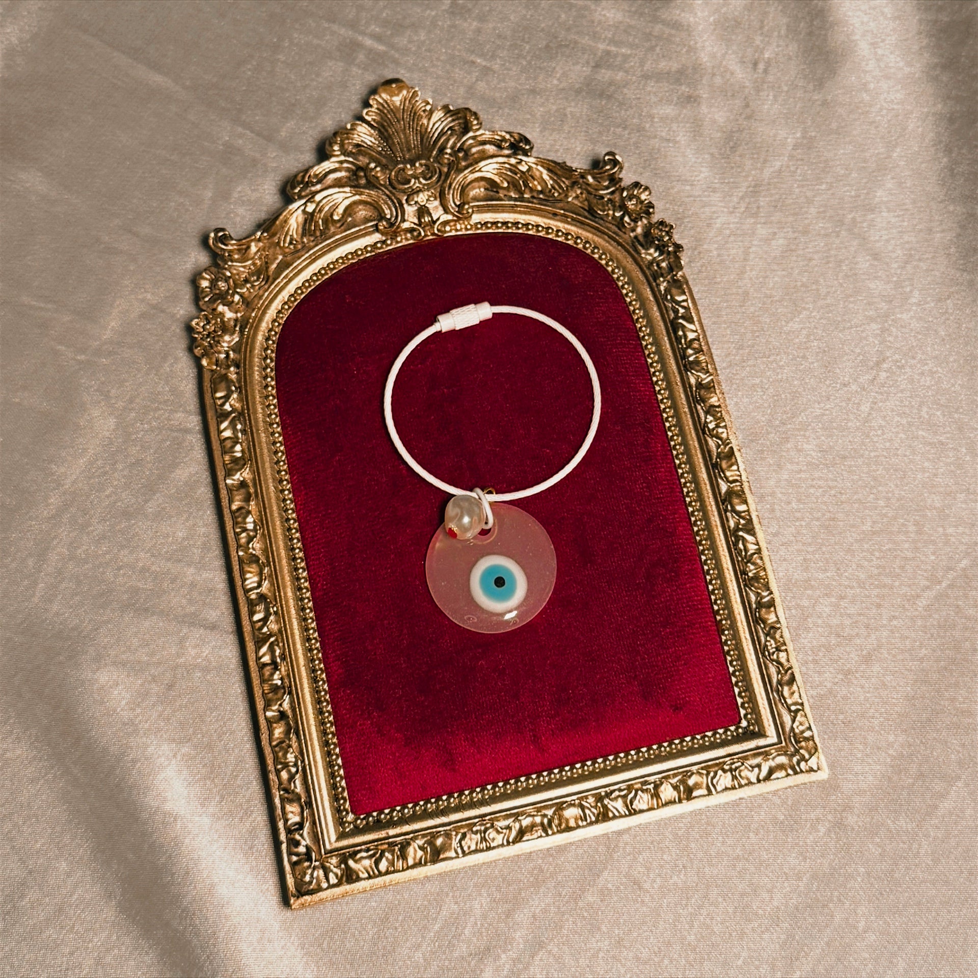 Protective Pink & White Nazar Keychain