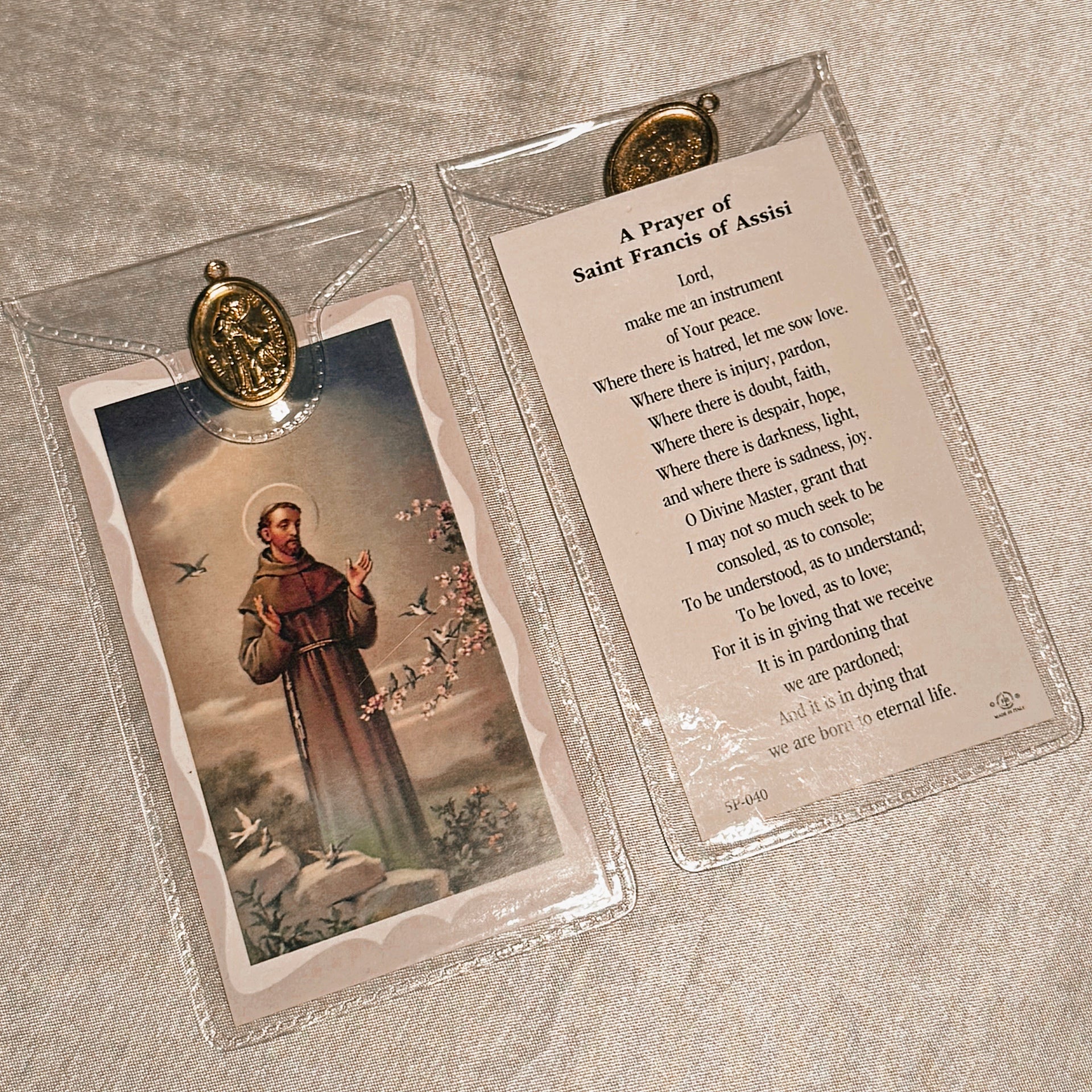 Prayer Cards with Sacred Medals