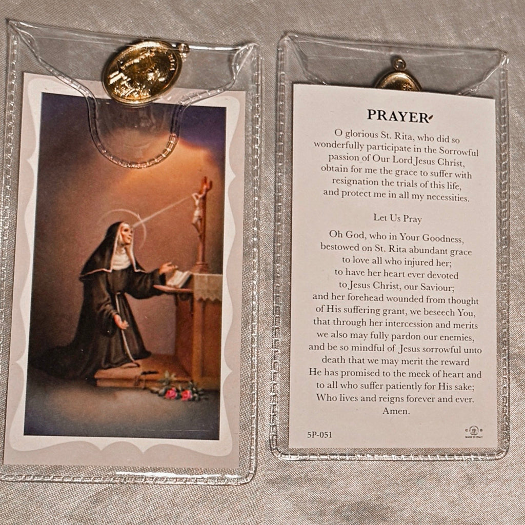 Prayer Cards with Sacred Medals